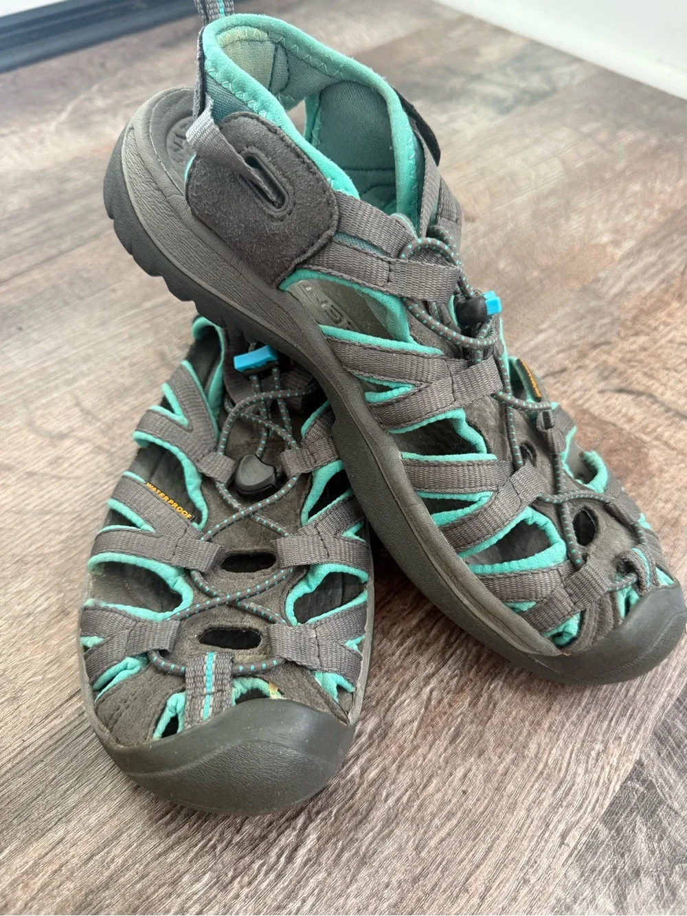 KEEN Women's Waterproof Sport Sandals in Charcoal & Teal 8
